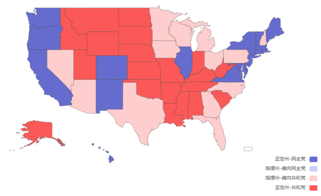 美国大选最新地图揭示选情变化及未来趋势展望